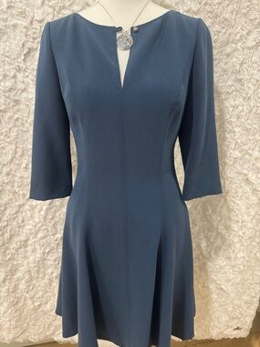 Elegant Navy Blue Fit & Flare Dress 👗 Size 2 Classy and Flawless!!
